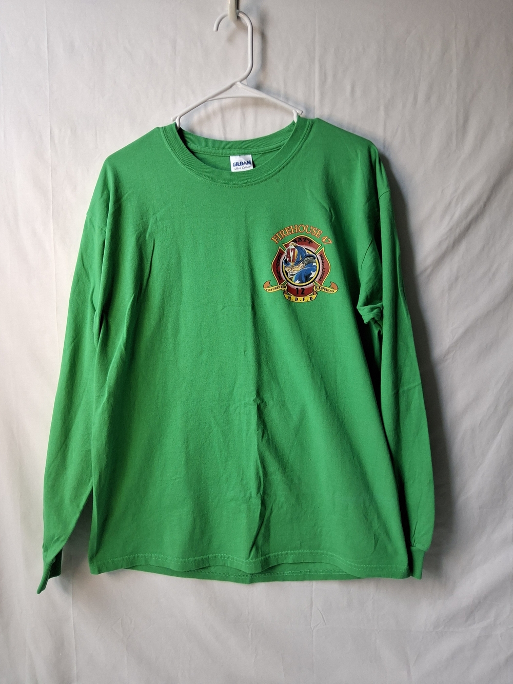 Miami Dade Green Long Sleeve Shirt with Multicolor Firehouse Crest